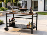 Stainless Steel Outdoor Grill Prep Table with Storage Cabinet Spice Rack & Tool Hooks, Rolling 30951117