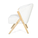 Modern Accent Chair with White Upholstery and Solid Wood Frame, Minimalist Lounge Chair for Living N767P203866W