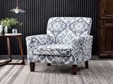 Patterned Polyester Blend Armchair, Solid Birch Wood Frame with Brown Tapered Legs, Foam Padded 17010575