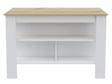 Rockaway 3-Shelf Kitchen Island White and Light Oak B06280054
