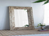 39x3.5x75" Full Length Rectangle Floor Mirror with Distressed Wood Frame W2078P154678