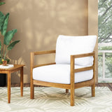 Outdoor Acacia Wood Patio Club Chair, Wood Patio Furniture,Waterproof Thick Cushion Deep Seating for 71518.00WHI