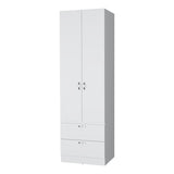 ZNTS Tall Mayer Wardrobe in Melamine with Two Doors and Two Drawers B128P203060