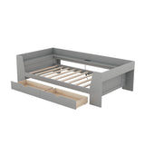 Twin Size Daybed with Shelves, Drawers and Built-In Charging Station, Gray WF306024AAE