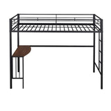 ZNTS Twin Metal Loft Bed with Desk, Ladder and Guardrails, Loft Bed for Bedroom, Black MF286452AAB