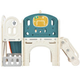 ZNTS Kids Slide Playset Structure, Castle Climbing Crawling Playhouse with Slide, Arch Tunnel, Ring Toss, 00123979