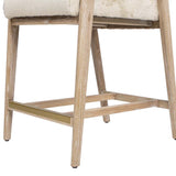 Arizona 25.5" Solid Ash Wood Upholstered Counter Stool with Rope Detail, Crme de la Crme White B2719P238401