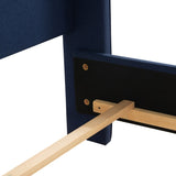 Marcella Upholstered Shelter Headboard Bed Set, King, Dark Sapphire Blue Woven B2719P238228