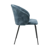 Teal Velvet Fabric Upholstery Side Chairs 2pc Set Black Metal Legs Modern Home Furniture B011P243658
