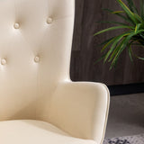 Doarnin Contemporary Silky Velvet Tufted Button Back Accent Chair, White T2574P164270