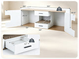Large Litter Box Enclosure Furniture with Storage Drawers & Built-In Scratching Board, Hidden 92037277