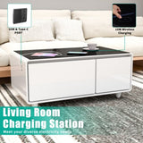 Modern Smart Coffee Table with Built-in Fridge, Bluetooth Speaker, Wireless Charging, Touch Control W1172P178882