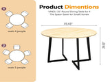 35.43 Inch Half Split Round Dining Table for 4-5 People, Industrial V-Shaped Bend Metal Legs Space 71727497