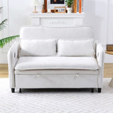 65.74-inch beige letter striped fabric multi-functional sofa bed, suitable for bedrooms and living W3371P311471
