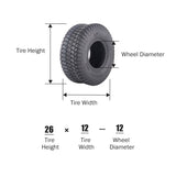 ZNTS TWO TIRES Tubeless 15x6.00-6 Turf Tires 4 Ply Lawn Mower Tractor 31916520