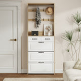 NEW OAK color shoe cabinet with 3 doors 2 drawers with hanger,large space for storage W1320137991