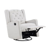 Milah Tufted Swivel Glider Recliner In Light Gray Fabric 601GR-WGR
