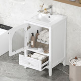 ZNTS 20" Bathroom Vanity with Sink, Bathroom Cabinet with Soft Closing Glass Door, A Drawer, White 41215746