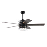 ZNTS 52-inch 5-blade Lighted Ceiling Fan with Remote Control , Glass Shade --Matte 60763048