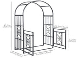81" Grey Metal Garden Arbor with Double Doors & Locking Gate, Heart Motif Trellis for Wedding 61633141