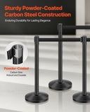 6 Pcs Crowd Control Stanchion Set ,with Retractable Belts, Black Stanchions Queue with Sand 23595160