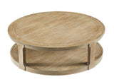 40inch Large Curved 2 Tier Traditional Round Circle Wooden Center Coffee Table,Rounded Table with W2582P308198