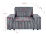 Corduroy Upholstered Armchair with Throw Pillow Soft Single-Seat Lounge Chair for Cozy Corners, 21003177