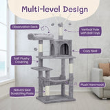 ZNTS 57 inch Cat Tree Cat Tower for Indoor Cats, Cat House with Padded Platform Bed, Toy Balls, Large 42828232