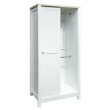 ZNTS Bedroom Storage Wardrobe with Hanging Rods and 2 Drawers and Open Shelves,Sliding Door,White 56629304