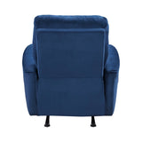 Modern Living Room 1pc Power Rocker Reclining Chair Blue Velvet Upholstery Solid Wood Frame Luxury B011P204080