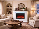 40-Inch Electric Fireplace with Mantel and LED Strip, Fireplace TV Stand for 55" TVs, Adjustable 43233760