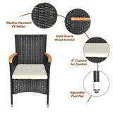 7 Piece Patio Dining Set, Outdoor Patio Conversation Set with Acacia Wood Table Top and Rattan 90467533
