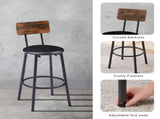Round bar stool set with shelf, upholstered stool with backrest, Rustic Brown, 23.62'' W 23.62'' D 43399566
