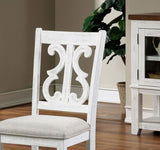 ZNTS Lavish Design Distressed White 2pcs Dining Chairs Only, Gray Padded Fabric Seat Dining Room Kitchen B011111836