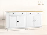White Modern Sideboard, Buffet Cabinet with Storage Drawers & Adjustable Shelves for Living Room, 43250078