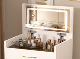 3 in 1 Vanity Desk with open Top Mirror,Small Make Up Vanity Set with Visible Glass Desktop,Compact 00445064