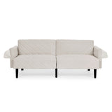ZNTS Velvet Futon Couch Convertible Folding Sofa Bed Tufted Couch with Adjustable Armrests for Apartment W1413P147473