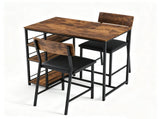 Bar Table and Stool Set 1 Table 2 Stools, Brown Wood Grain MDF Tabletop & Gold Metal Frame, Padded 81463431