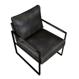 Modern Accent Chair Cushioned Seat Dark Gray Faux Leather Upholstery Black Metal Frame 1pc Style B011P255744