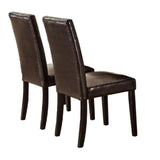 ZNTS Set of 2pc Chairs Breakfast Dining Dark Brown PU / Faux Leather Tufted Upholstered Chair HSESF00F1078