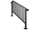 Matte black 4-step ABS plastic handrail for courtyard stairs 16762495