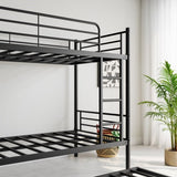 ZNTS Twin Bunk Bed with Trundle Metal Bunkbeds with Ladder and Full-Length Guardrail, Noise Free, No Box W840P196829