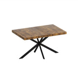 55.11" -70.86"Retro Rectangular Stretch Dining Table, Antique Wood Top And Black Relief Plate, Black W757P147831
