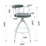 26'' Swivel Counter Height Bar Stool, Set of 2- Fabric Seat with Metal Frame, Modern Industrial W2215P248074