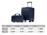 14"/20" 2 pcs/set in ABS Spinner Wheel Luggage, with Combination Lock and Front Opening Design, 14" 07544995