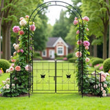 Garden Arch Arbor Trellis for Climbing Plants with Gate, Durable Metal Garden Arch Outdoor Wedding W840P321539