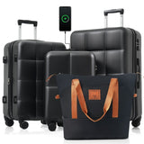 Luggage Sets 4 Piece, 20-inch with USB Port, Expandable ABS Durable Suitcase with Travel Bag, Cup N726P185038A