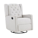 Milah Tufted Swivel Glider Recliner In Light Gray Fabric 601GR-WGR