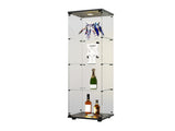 LED lights Glass Display Cabinet 4 Shelves with Door, Floor Standing Curio Bookshelf for Living Room W1806P197871