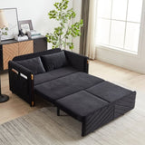 MH 54" Modern Convertible Sofa Bed with 2 Detachable Arm Pockets, Velvet Loveseat Sofa with Pull Out W1193P254888